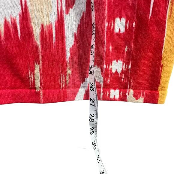 Chicos Sweater Knit Tank Top Womens M Red Orange Abstract Resort Boho Chic Art - Picture 7 of 13